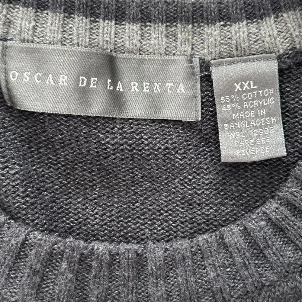 Oscar De La Renta Mens-XXL Sweater Gray Cable Knit Preppy Office Casual Workwear